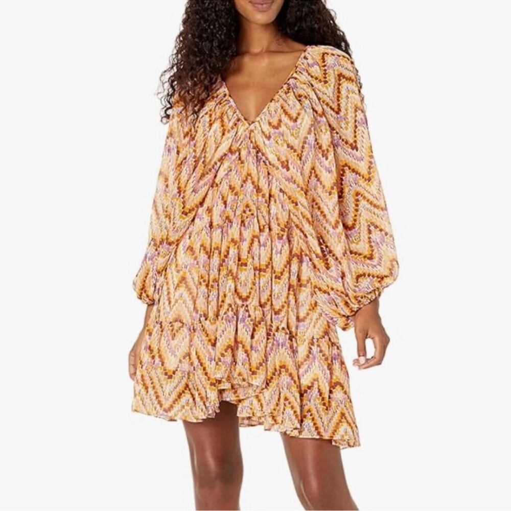 LIKELY Colin Yellow Balloon Sleeve Mini Dress Size 10